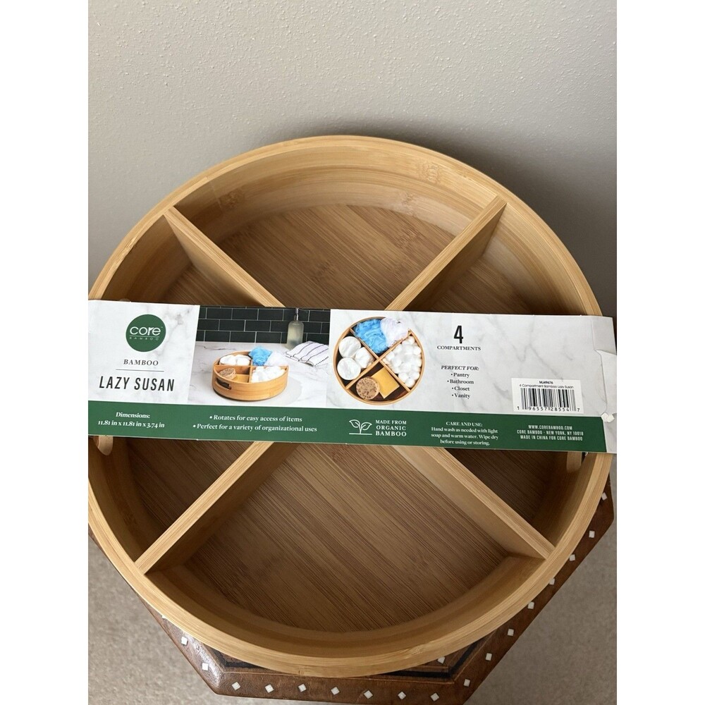 Core Bamboo Round Lazy Susan 4 Section/Compartment